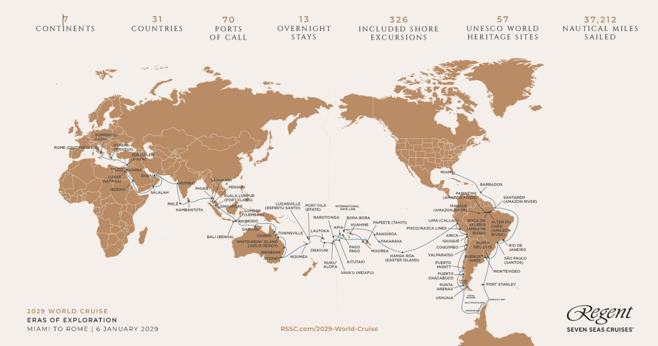 Regent Seven Seas Karte Weltreise 2029